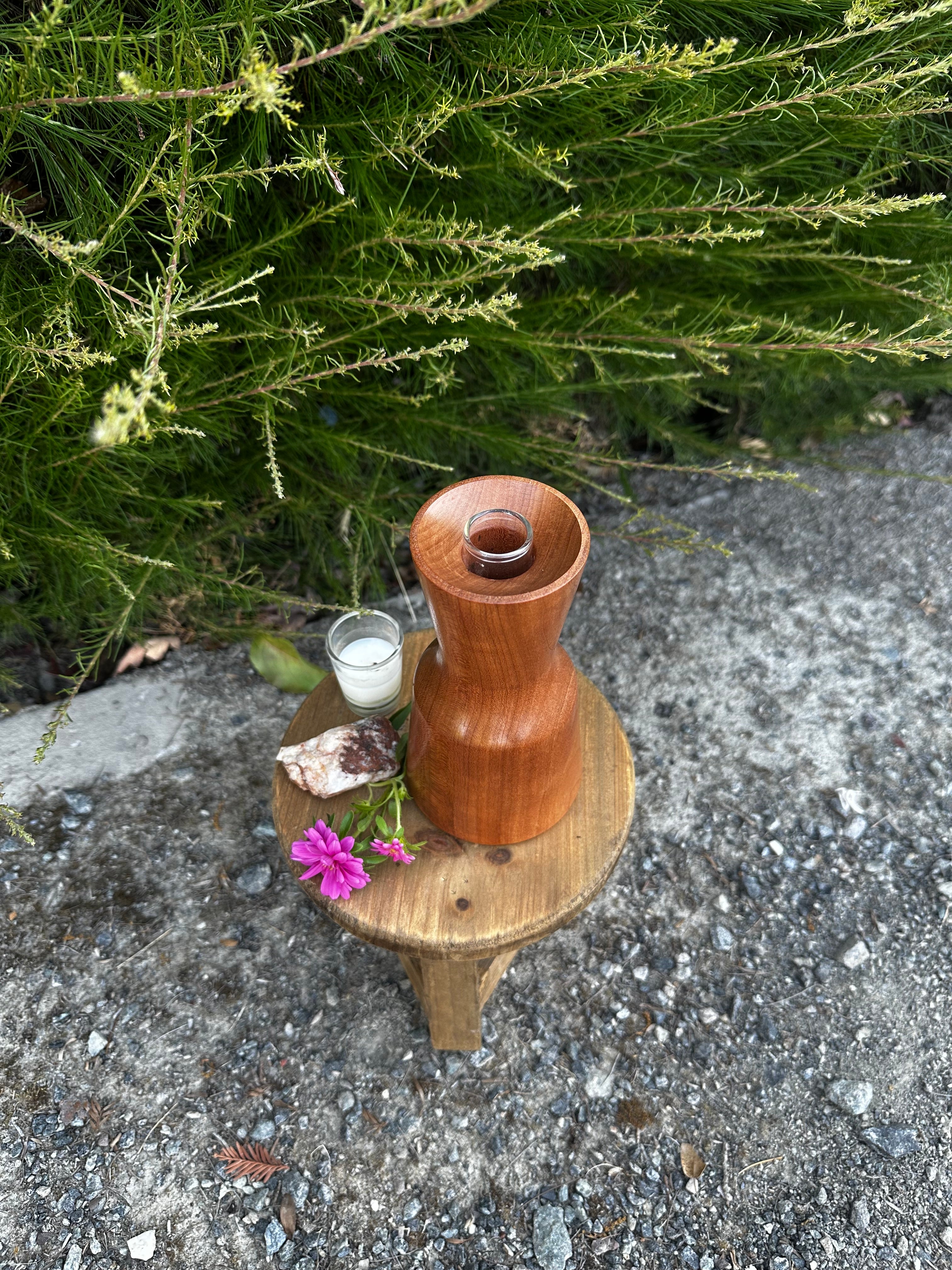 Artisan Cherry Vase with Glass Insert