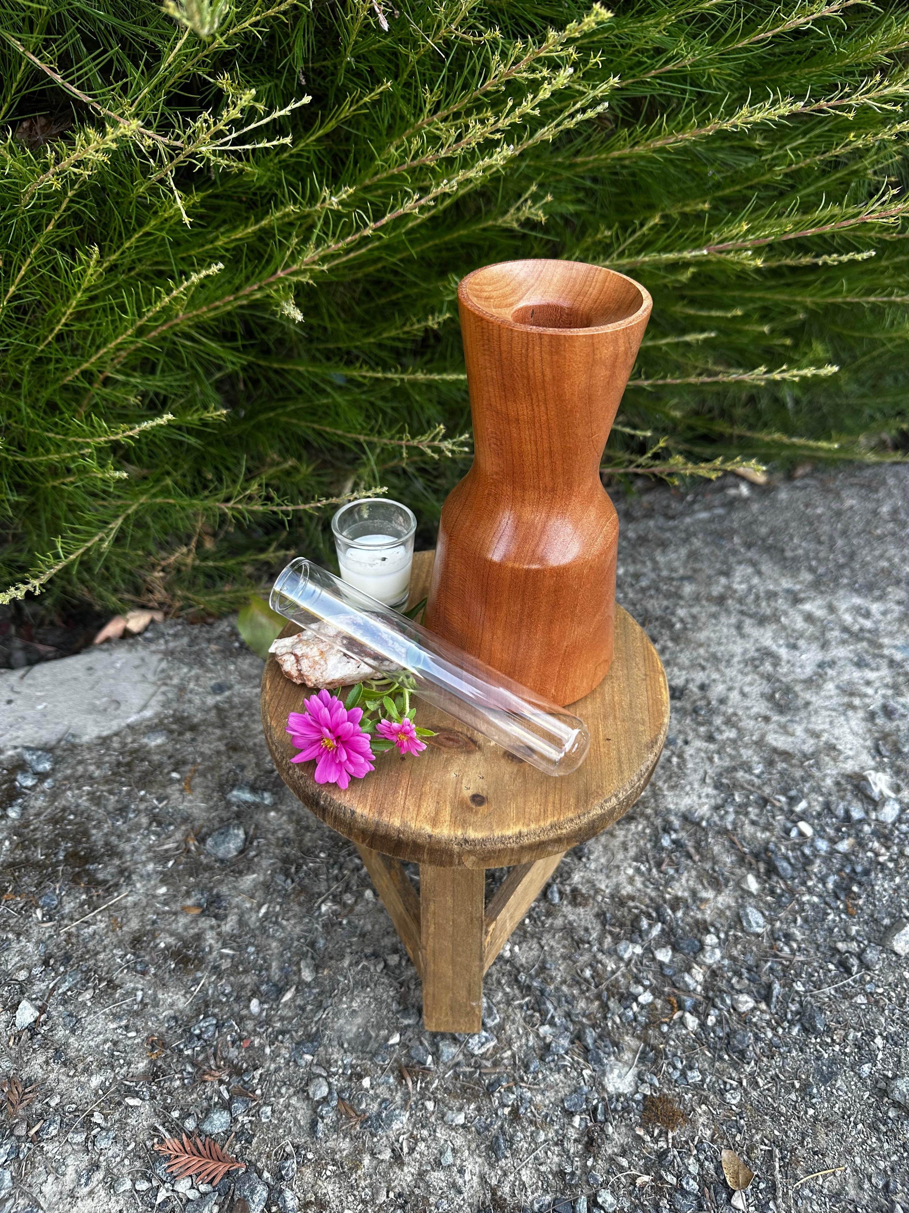 Artisan Cherry Vase with Glass Insert