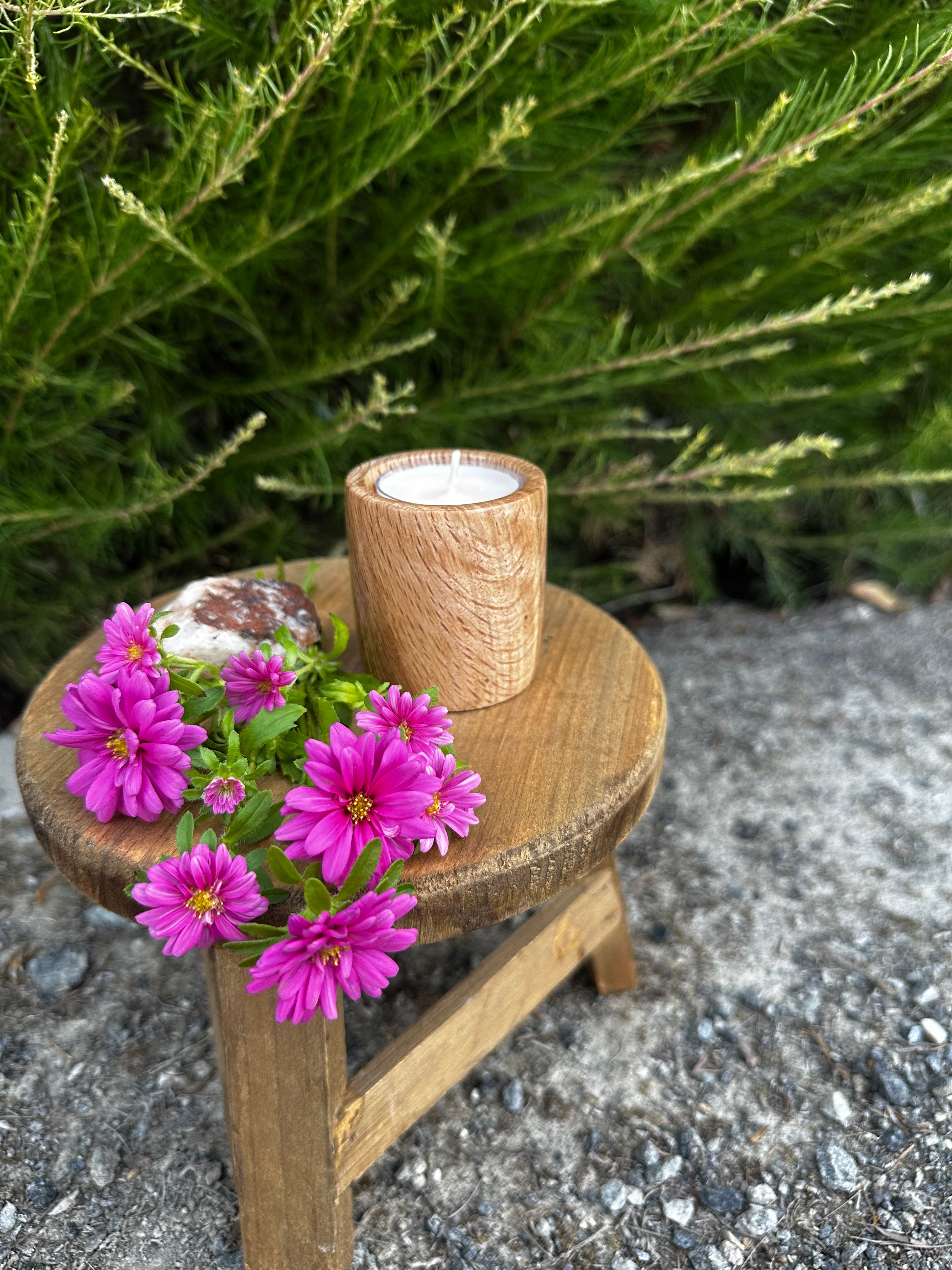 Black Oak Tea Light Candleholder