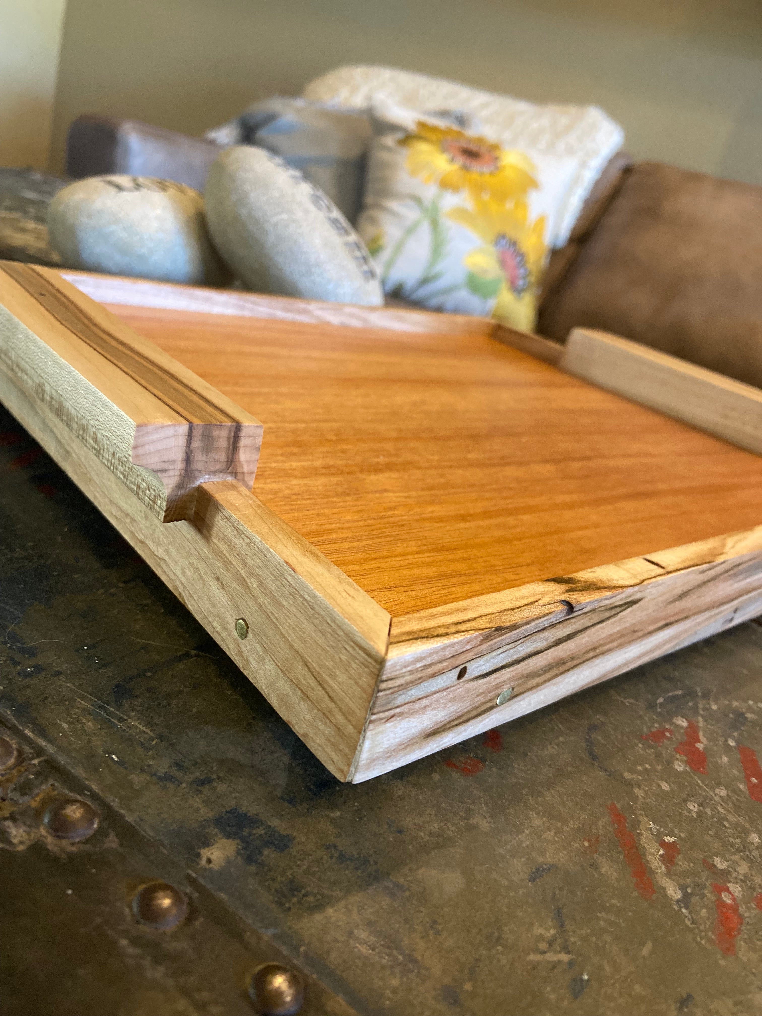 Unique Handcrafted Mahogany and Ambrosia Maple Charcuterie Tray