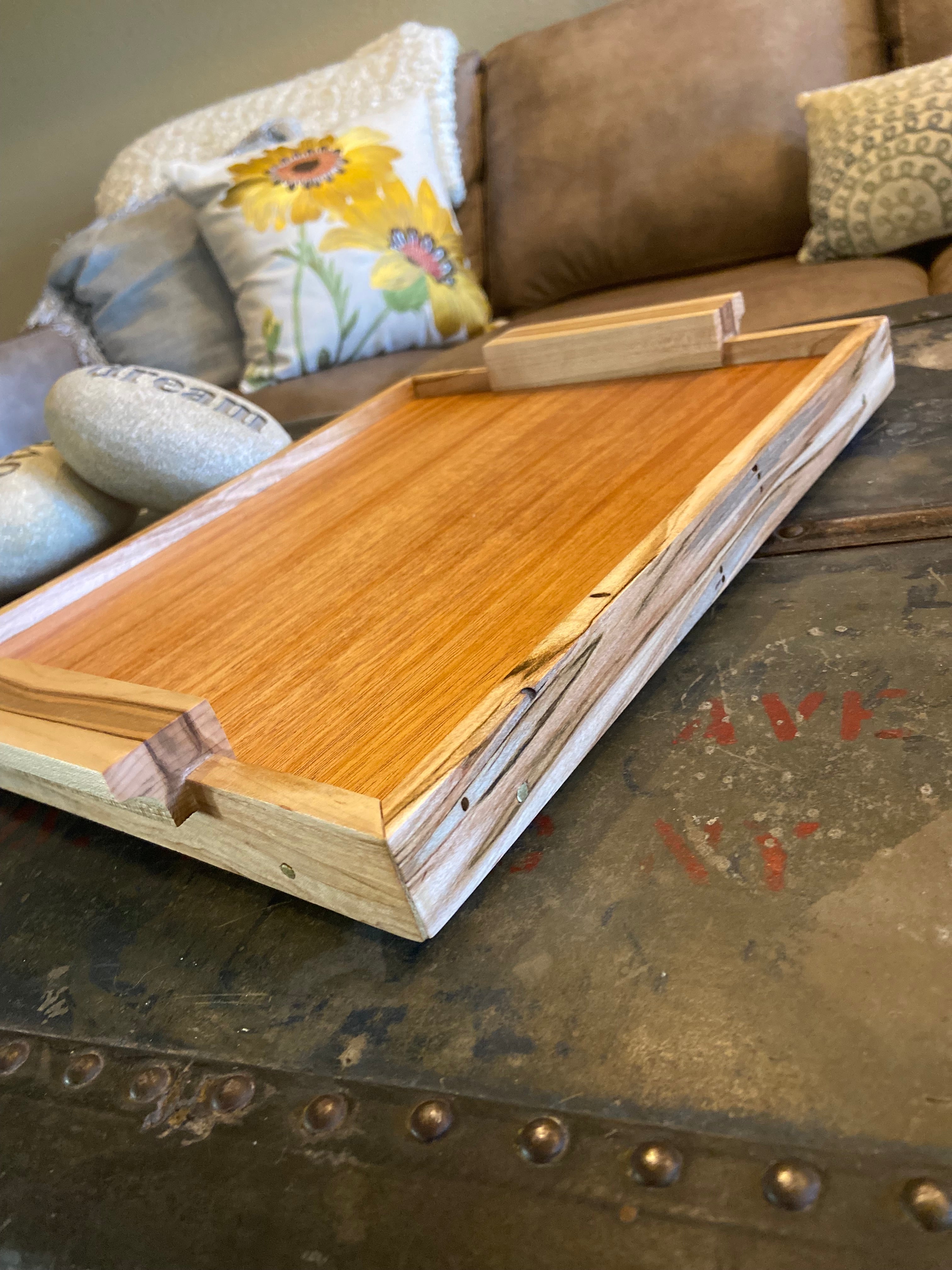 Unique Handcrafted Mahogany and Ambrosia Maple Charcuterie Tray