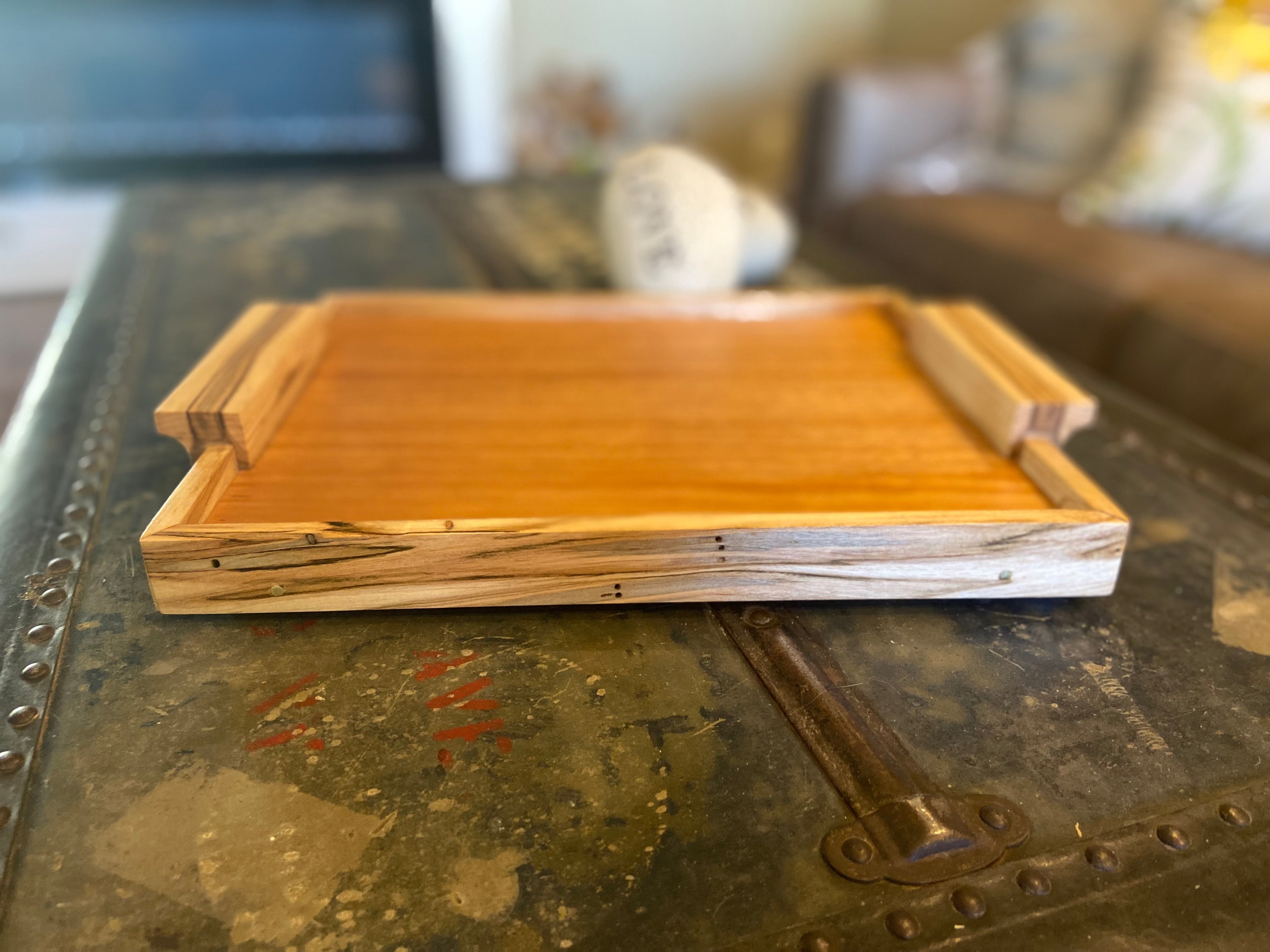 Unique Handcrafted Mahogany and Ambrosia Maple Charcuterie Tray