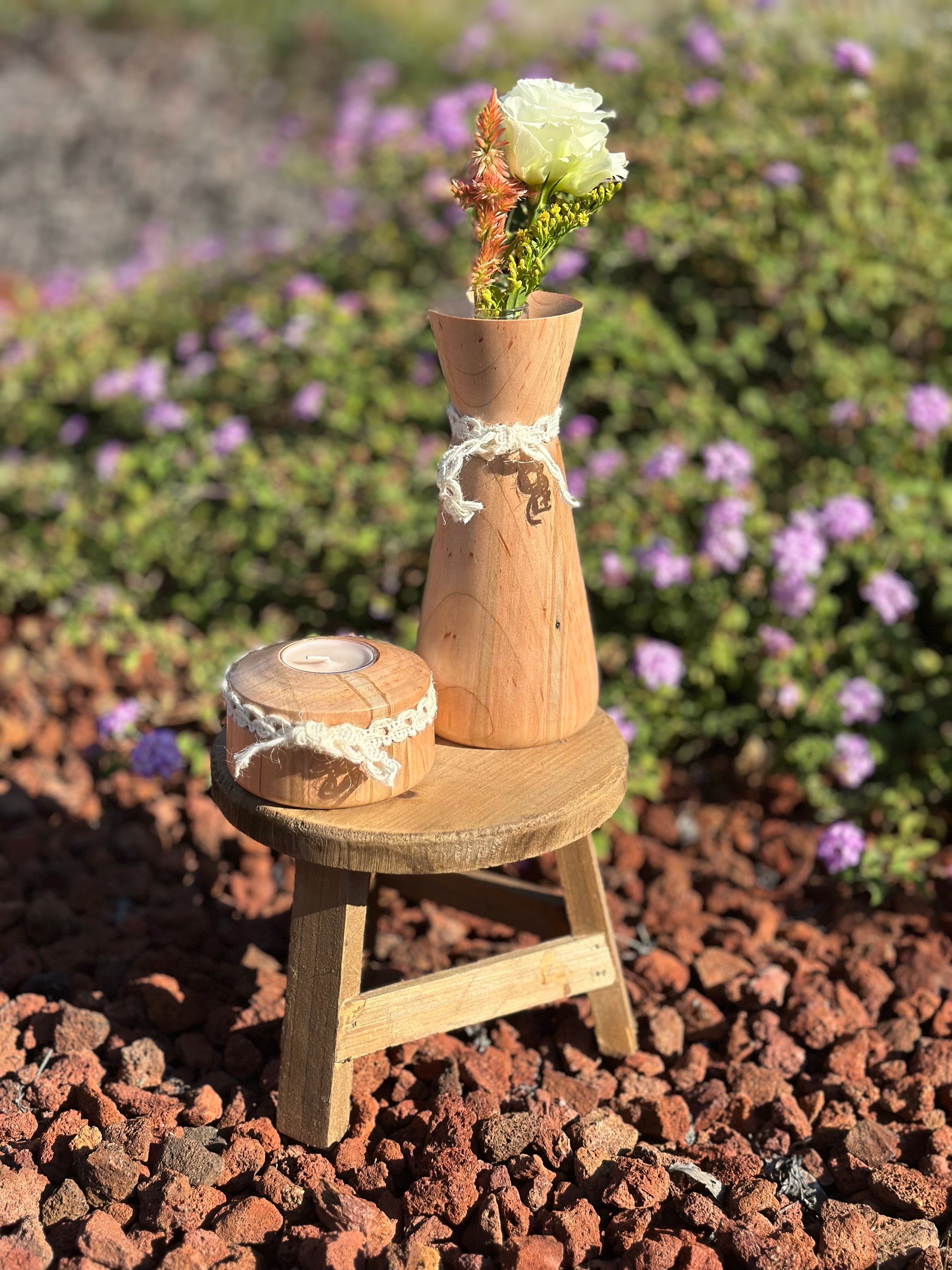 Ambrosia Maple Duo - 2-Piece Vase and Candleholder Set