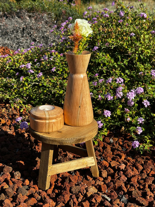 Ambrosia Maple Duo - 2-Piece Vase and Candleholder Set