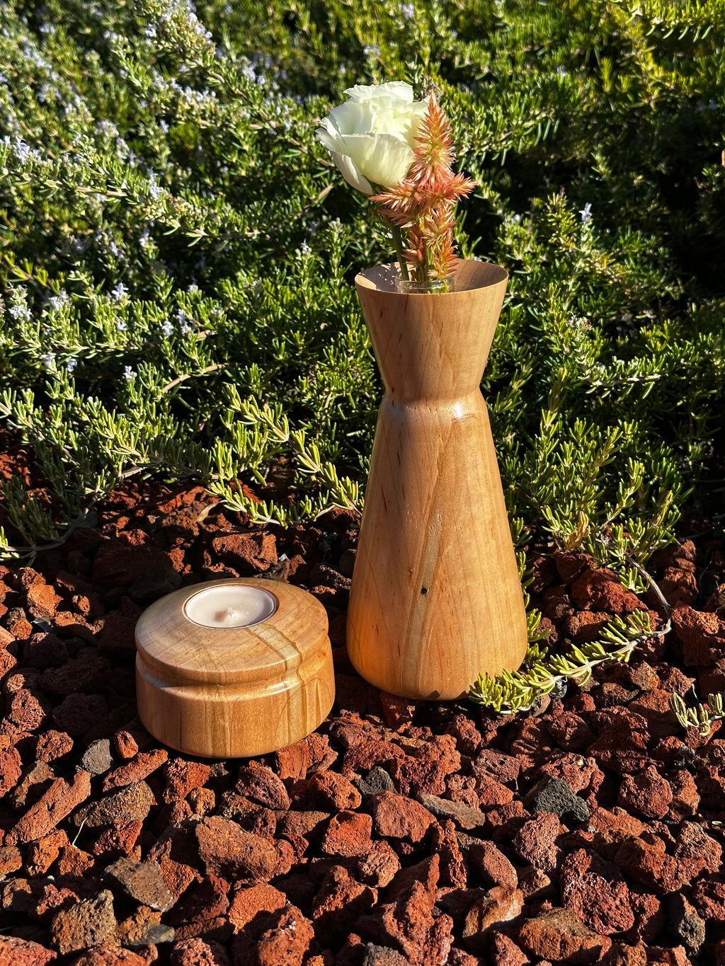 Ambrosia Maple Duo - 2-Piece Vase and Candleholder Set