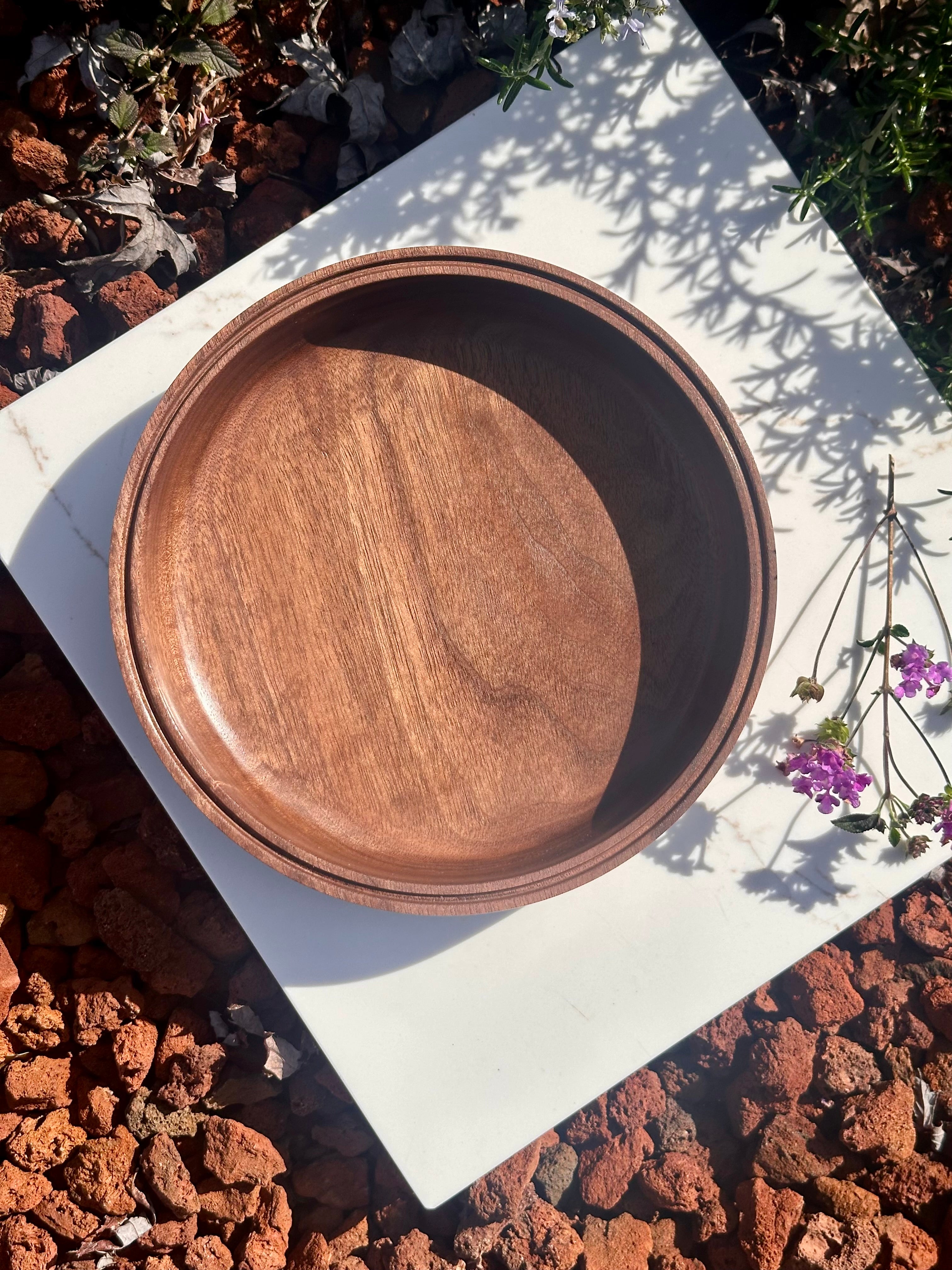 Handcrafted Walnut Serving Bowl - Wooden Centerpiece