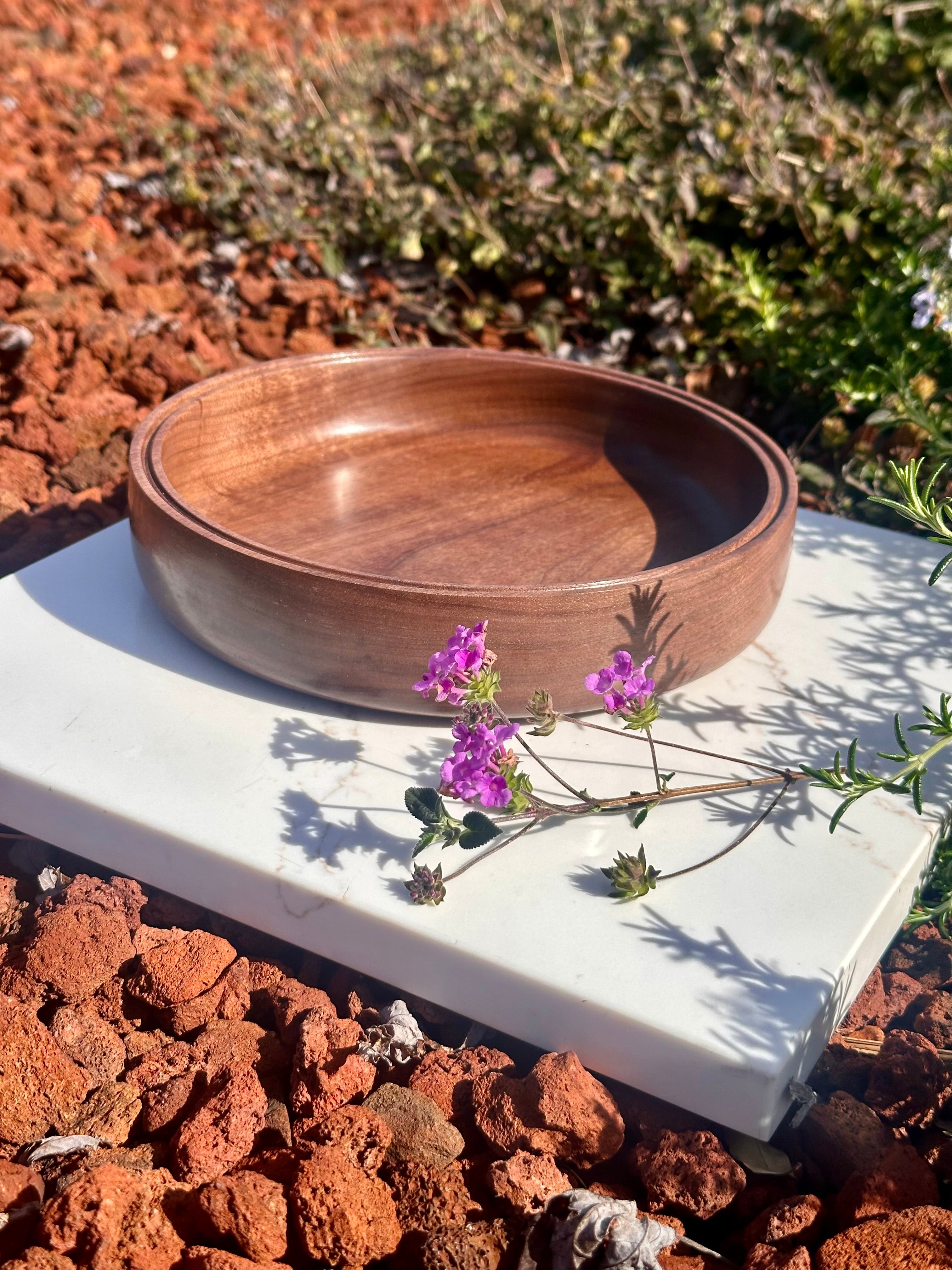 Handcrafted Walnut Serving Bowl - Wooden Centerpiece