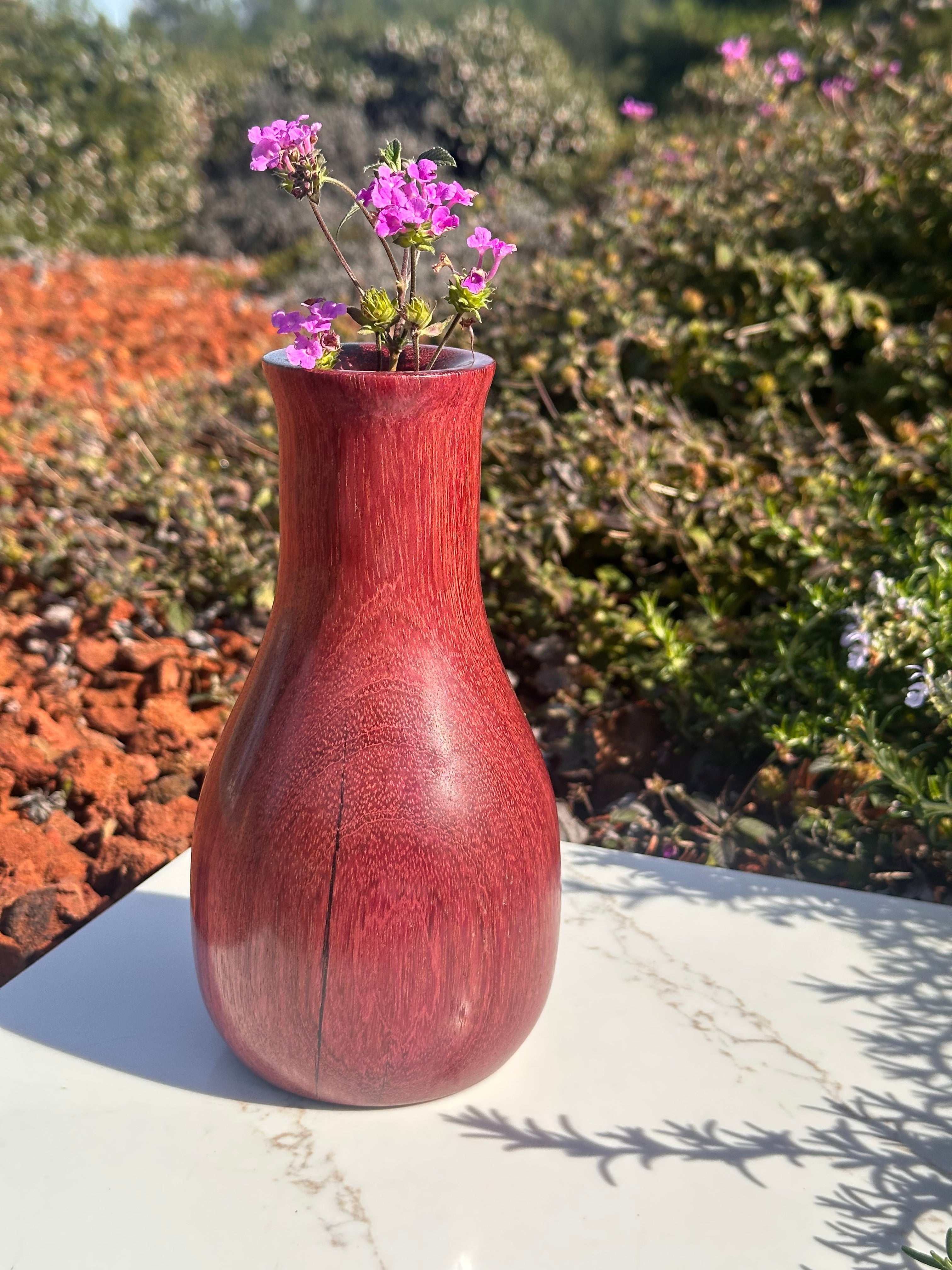 Rare Handcrafted Purpleheart Bud Vase
