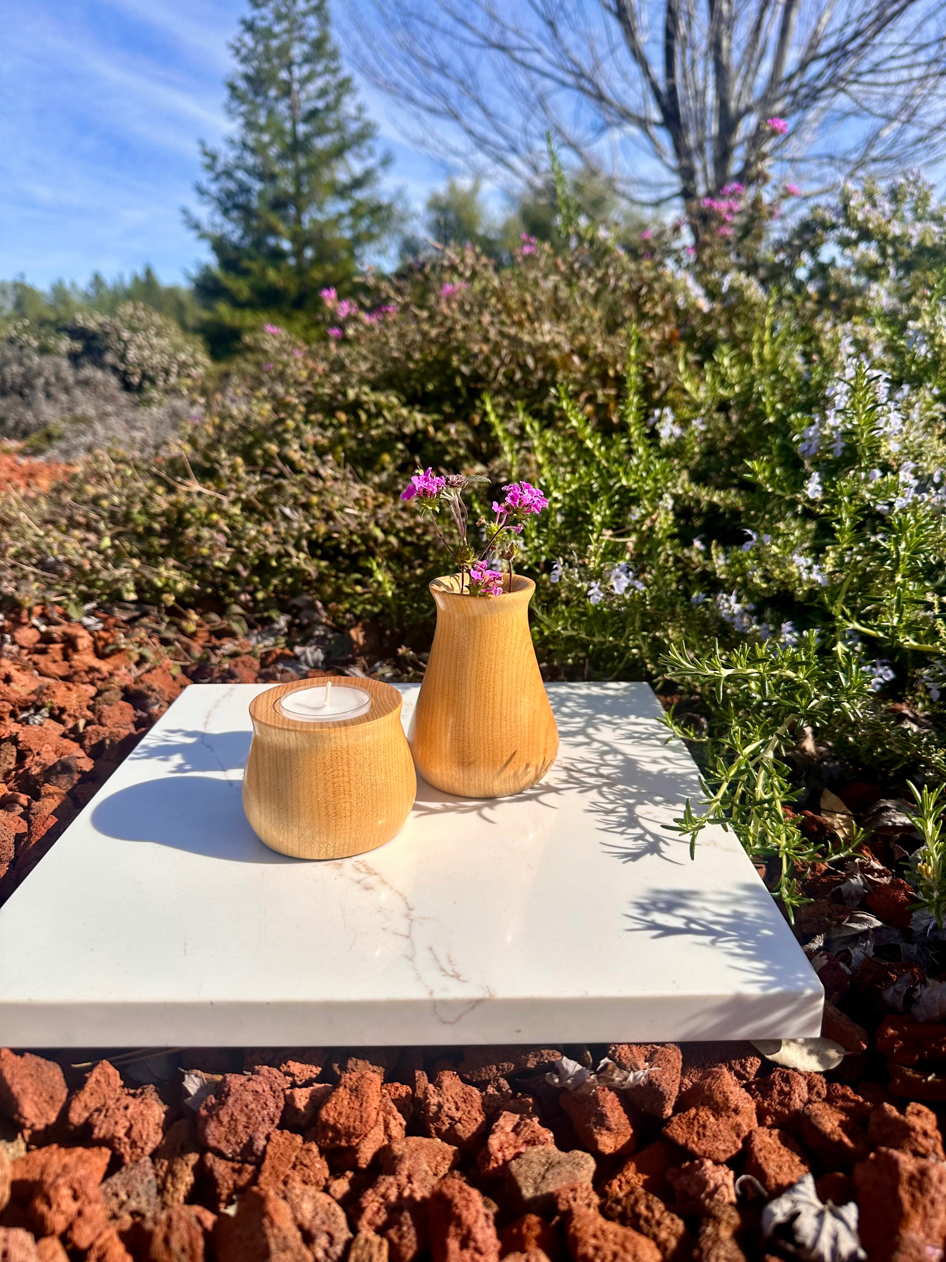 Osage Orange Duo - Petite Bud Vase & Candleholder