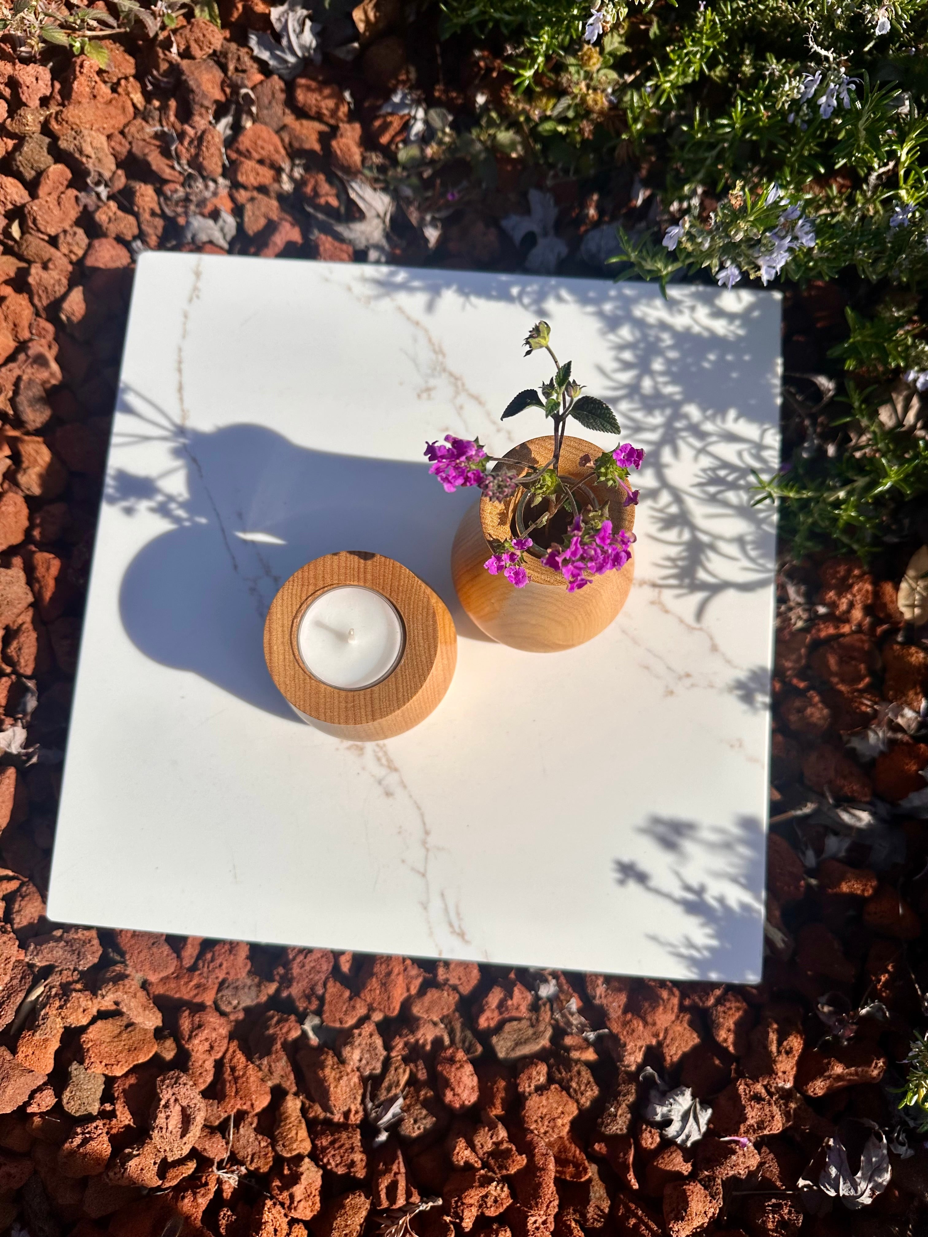 Osage Orange Duo - Petite Bud Vase & Candleholder