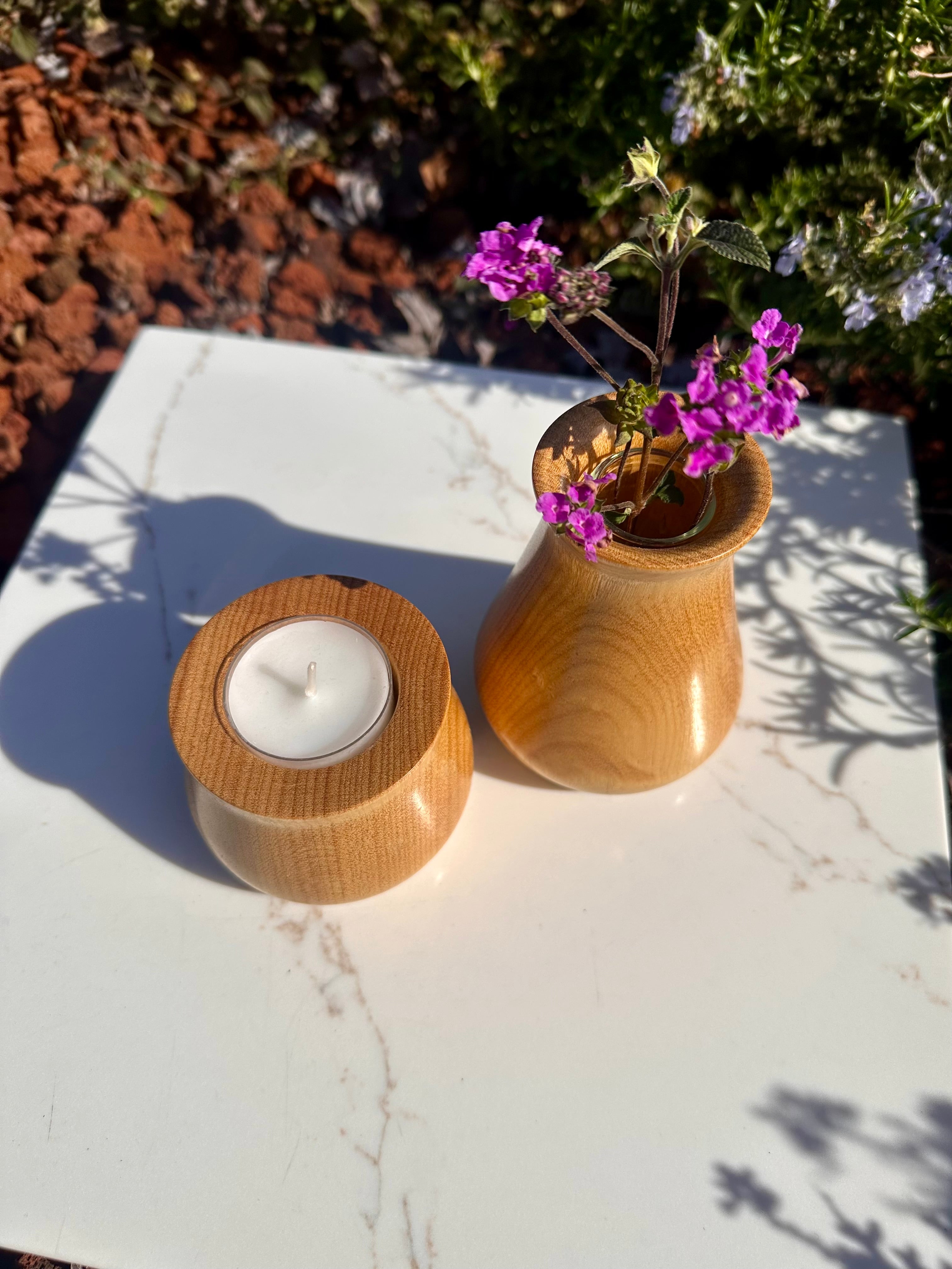 Osage Orange Duo - Petite Bud Vase & Candleholder