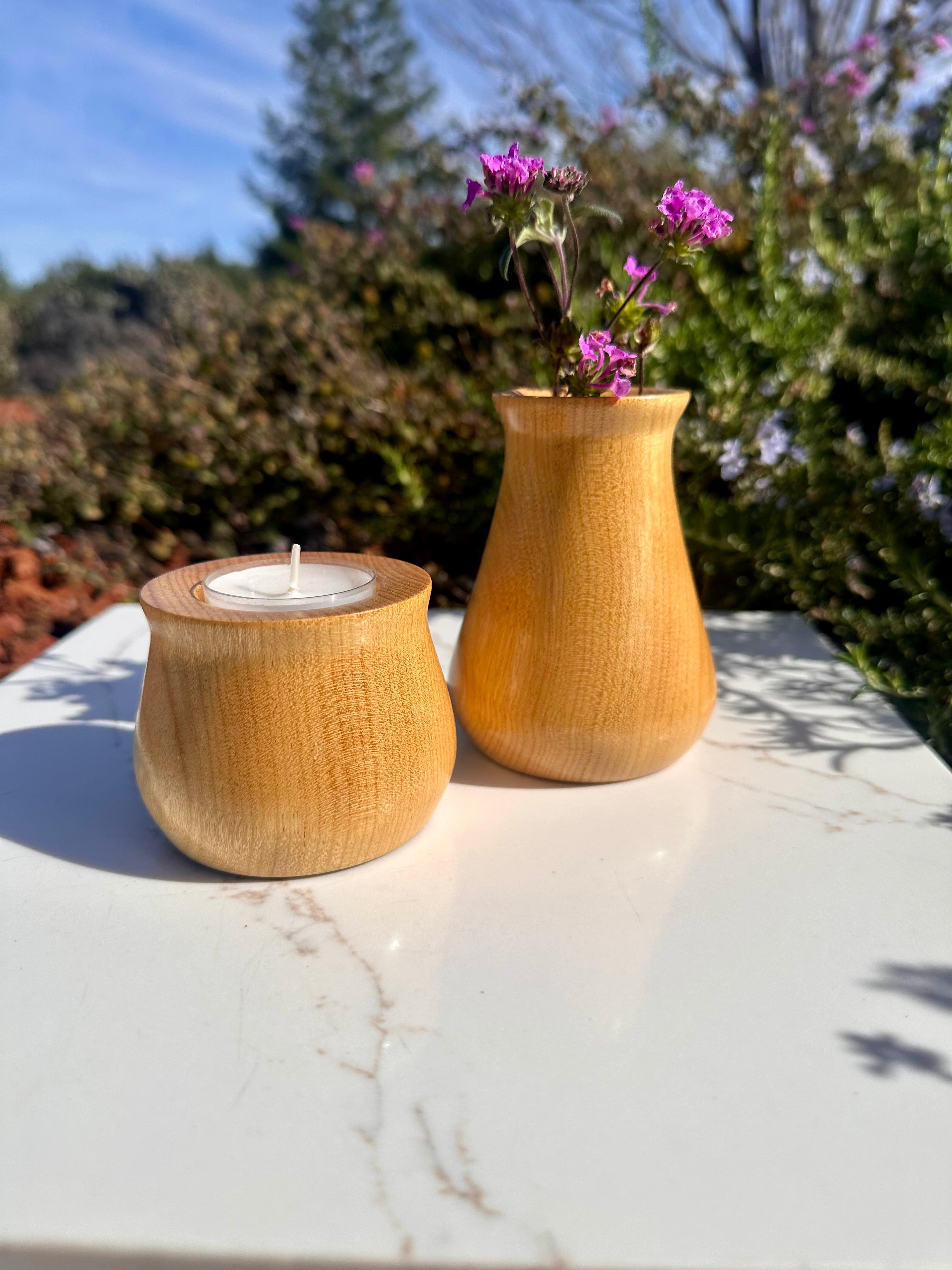 Osage Orange Duo - Petite Bud Vase & Candleholder