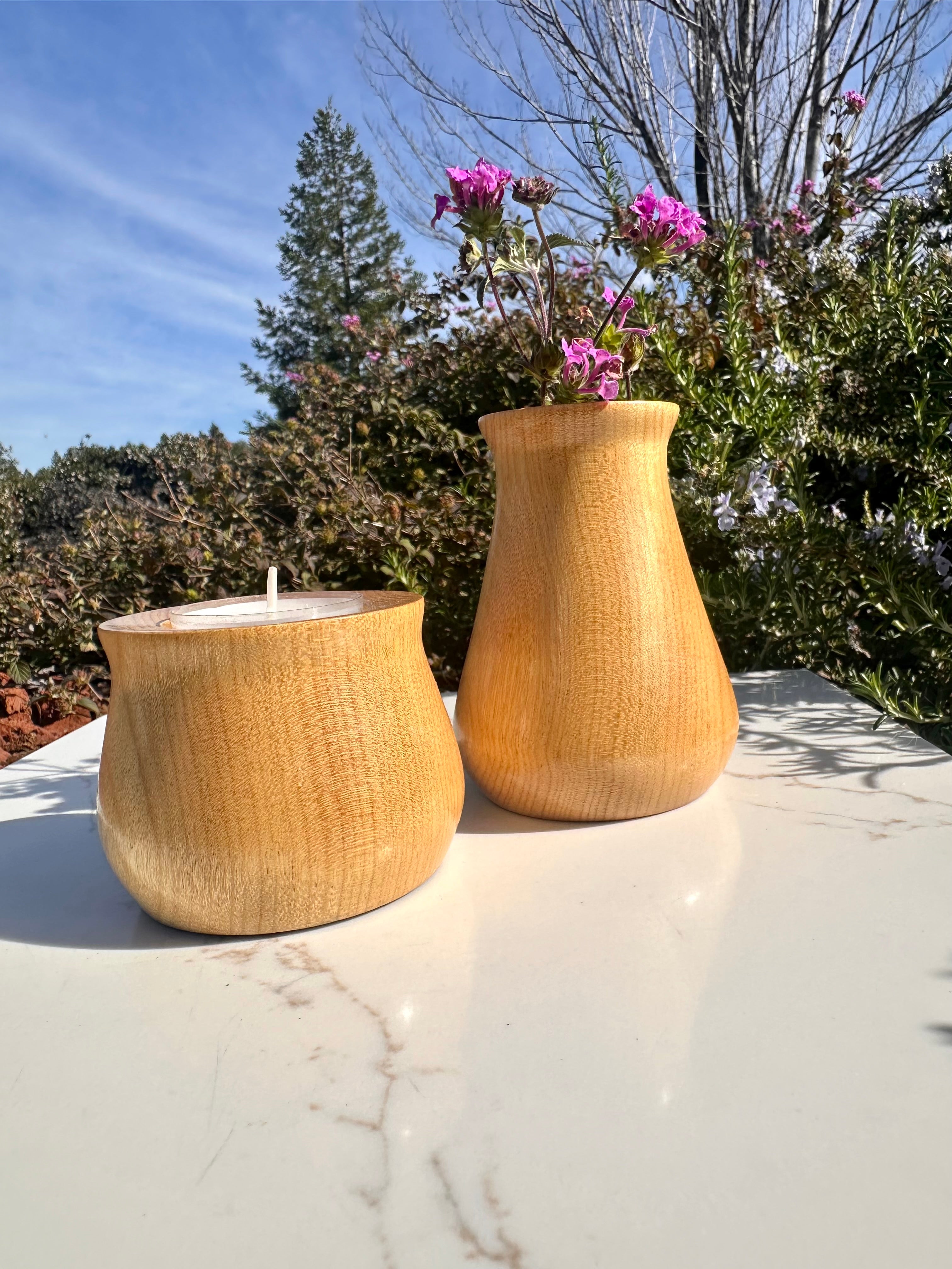 Osage Orange Duo - Petite Bud Vase & Candleholder