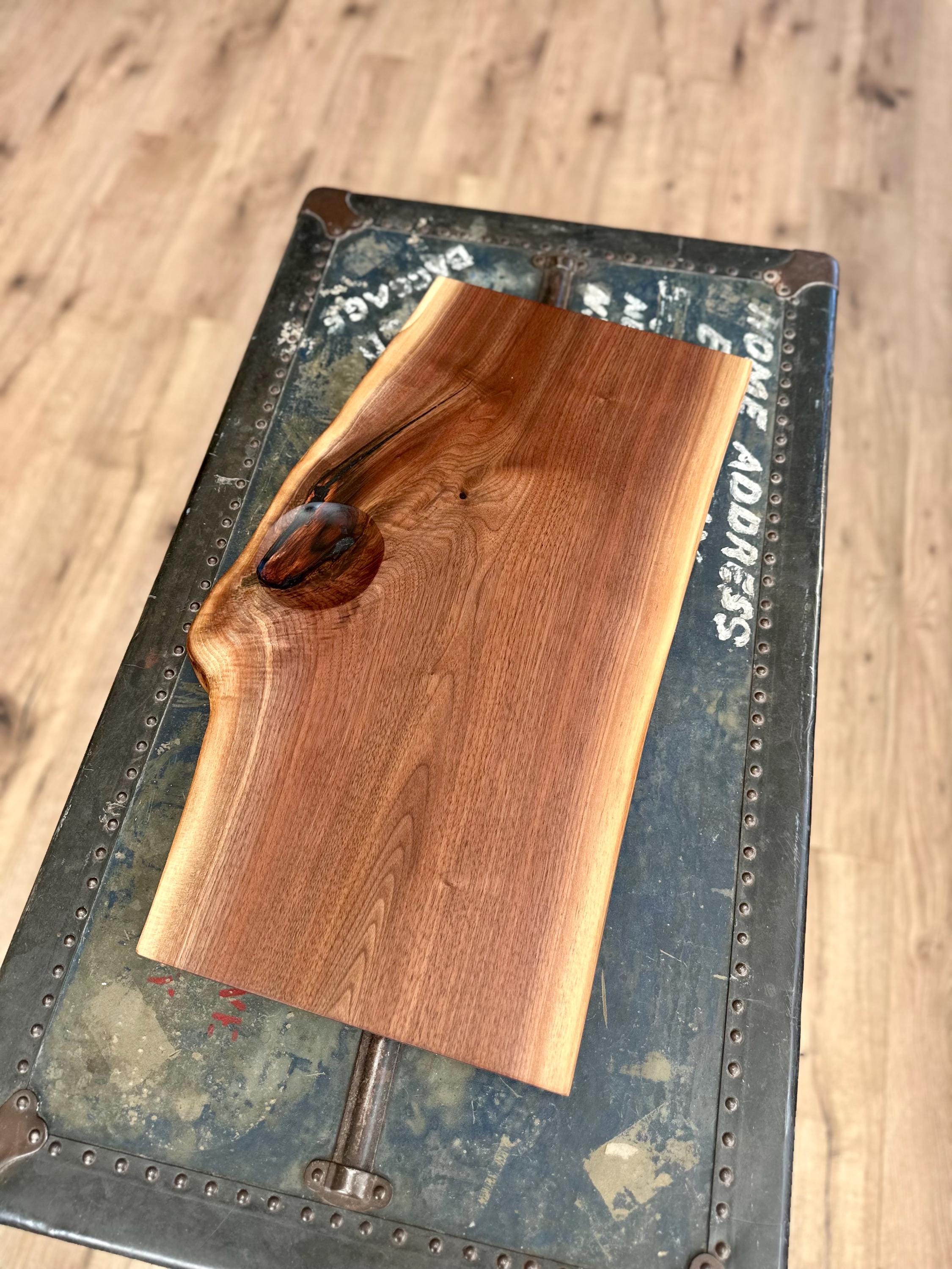 Live-Edge Walnut Charcuterie Board with Integrated “Nut” Bowl