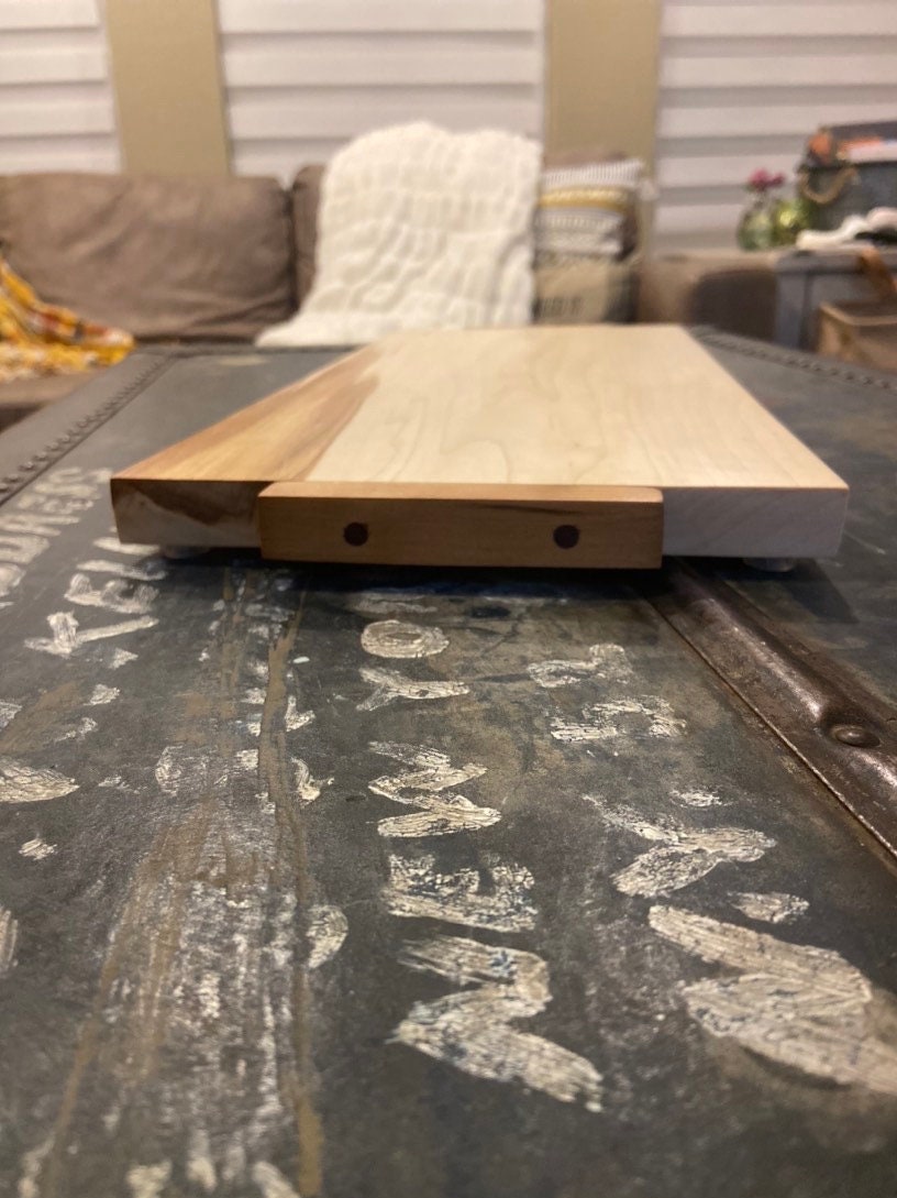 Beautiful live-edge hardwood Maple charcuterie board with wood handles