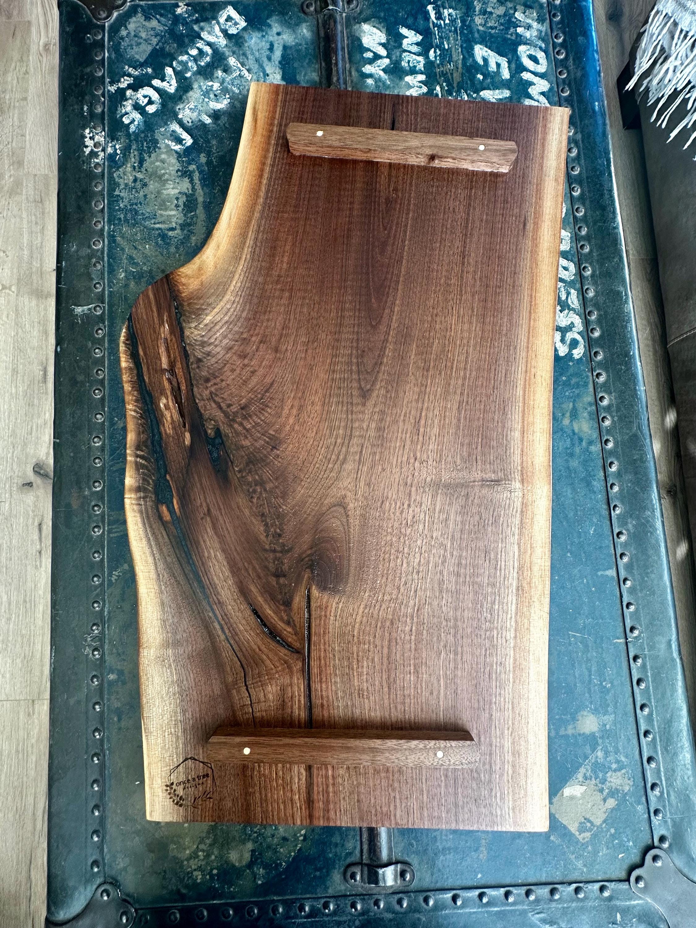 Live-Edge Walnut Charcuterie Board with Integrated “Nut” Bowl