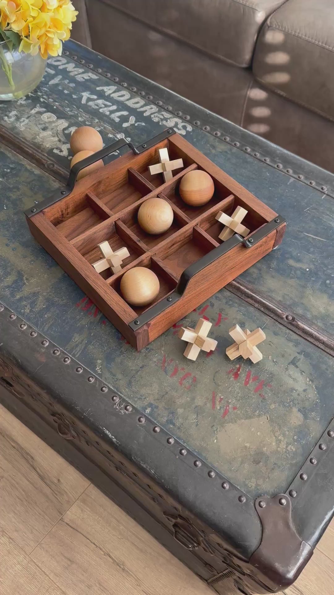 Black Walnut Tic-Tac-Toe Game & Decorative Tray